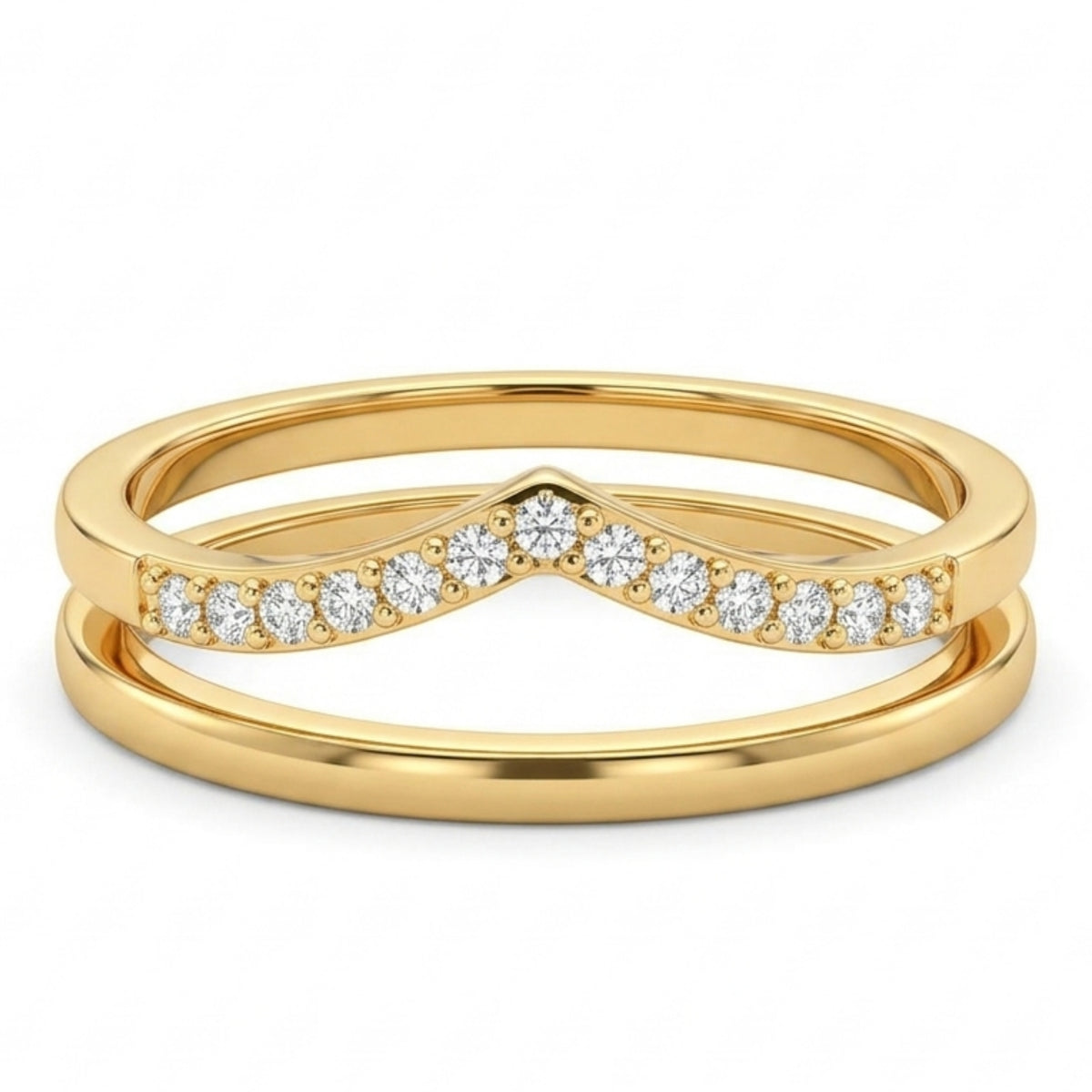 Chevron Double-Band Stack Ring Set