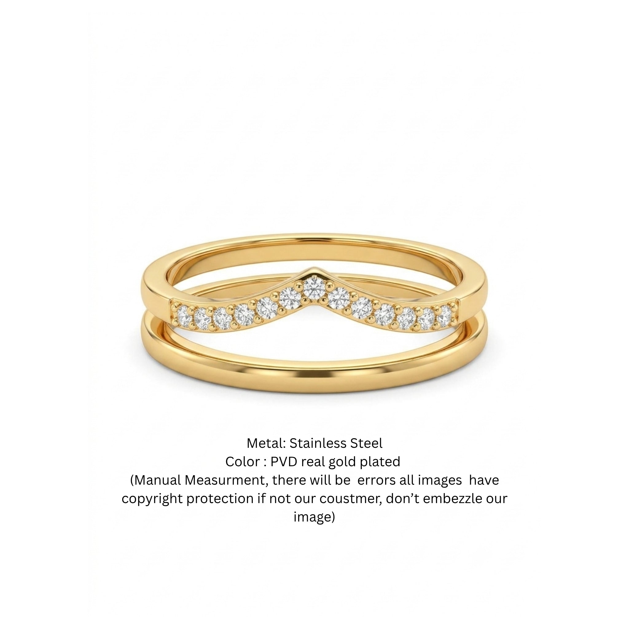 Chevron Double-Band Stack Ring Set