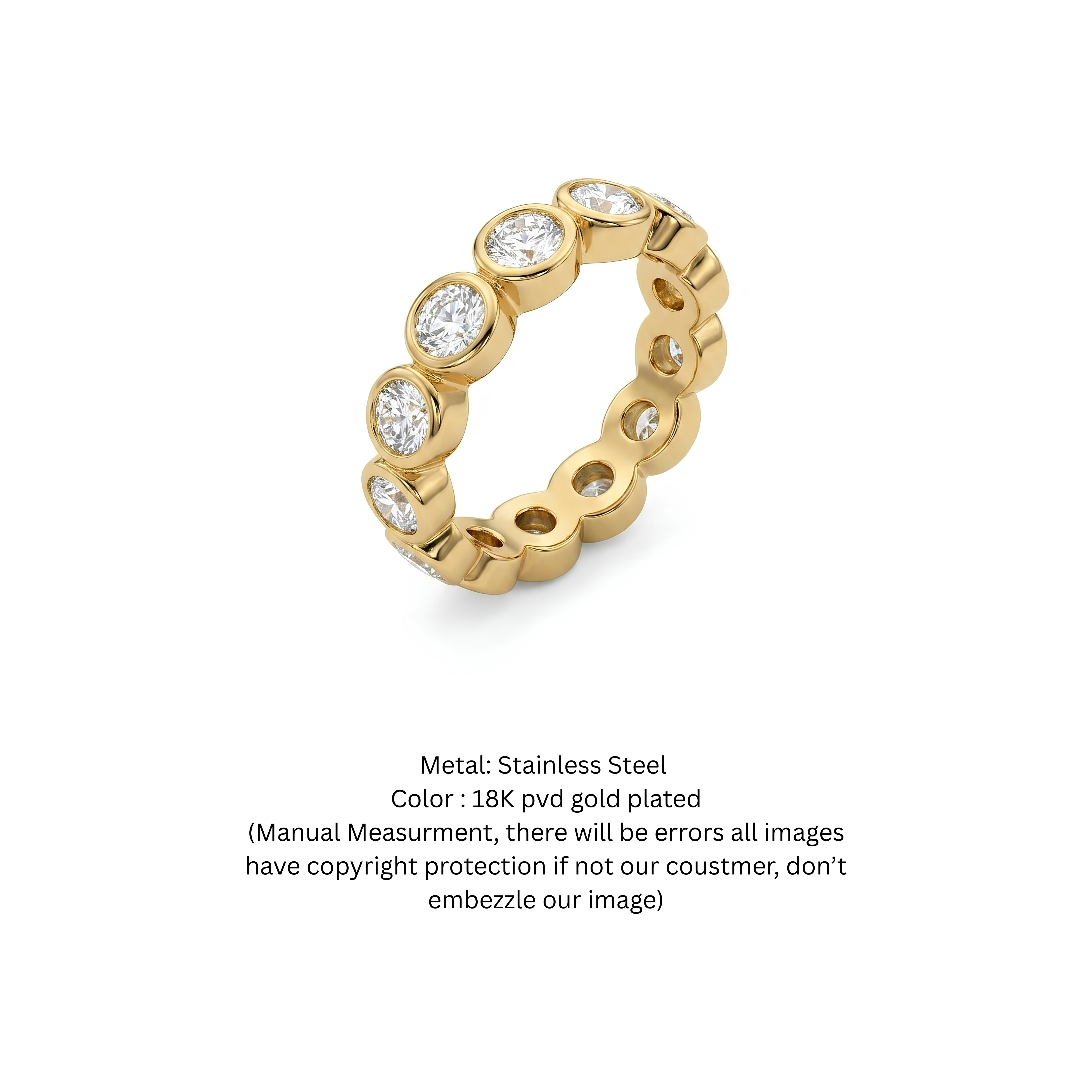 18K Gold-Plated Bezel-Set Round Diamond Eternity Ring