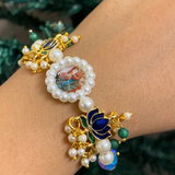 Elegant Devotional Pearl & Lotus Bracelet