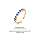 18K Gold Alternating Geometric Blue Sapphire Adjustable Eternity Band