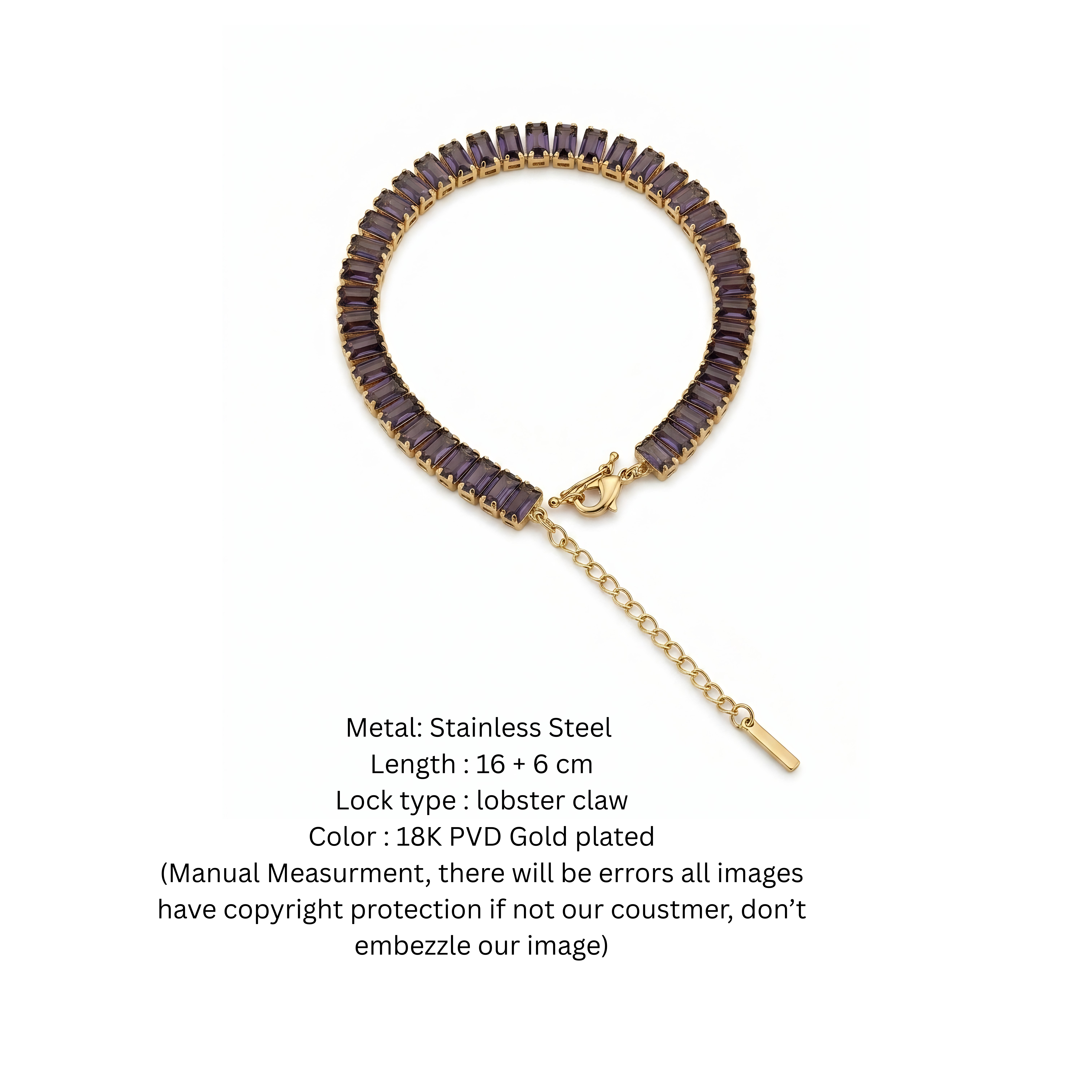 Purple zircon tennis Bracelet _D383