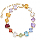 Radiant Spectrum Multi-Color Gemstone Gold Bracelet