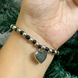 Divine Elegance Monochromatic Spiritual Bracelet with Heart Charm