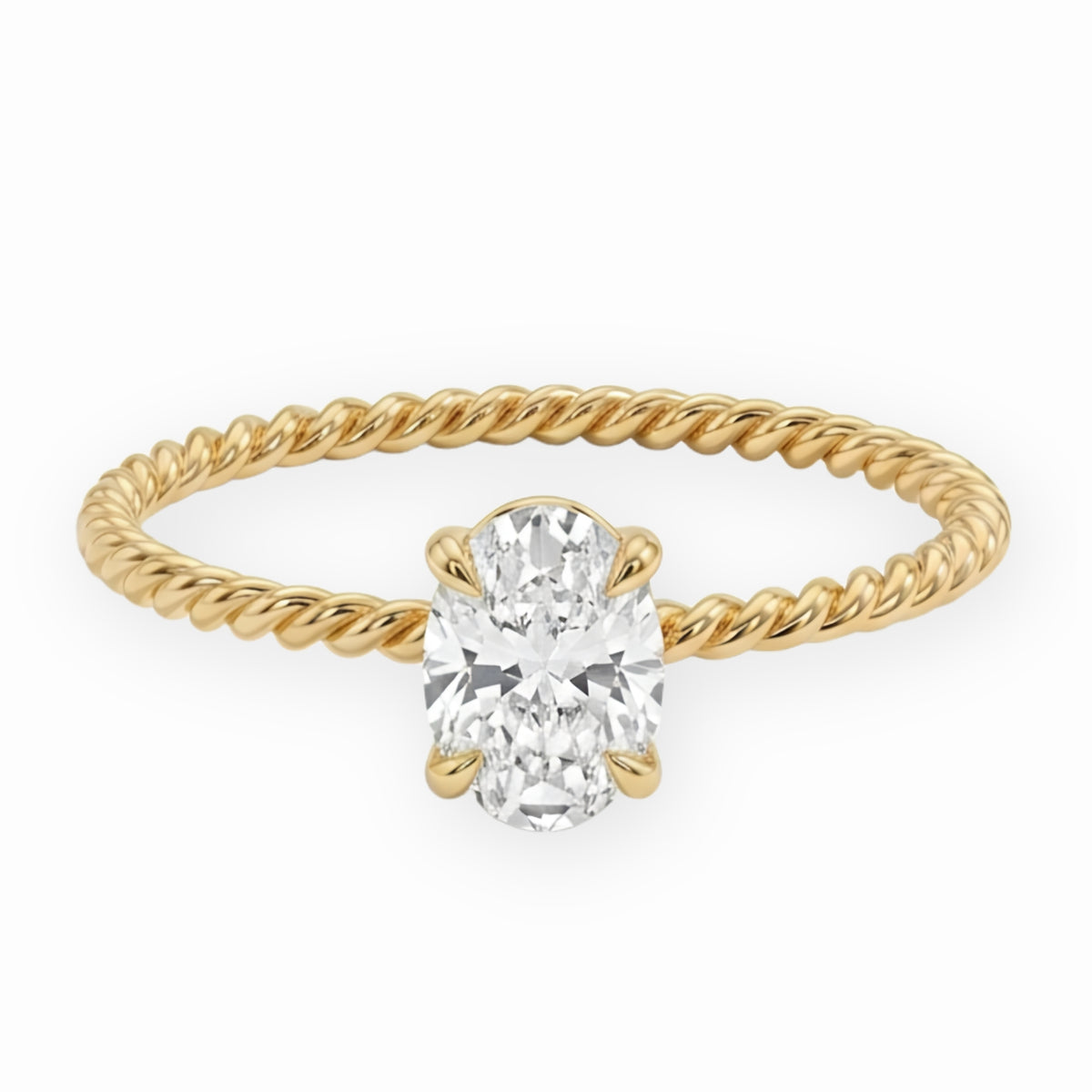 Twisted Rope Oval Solitaire Ring