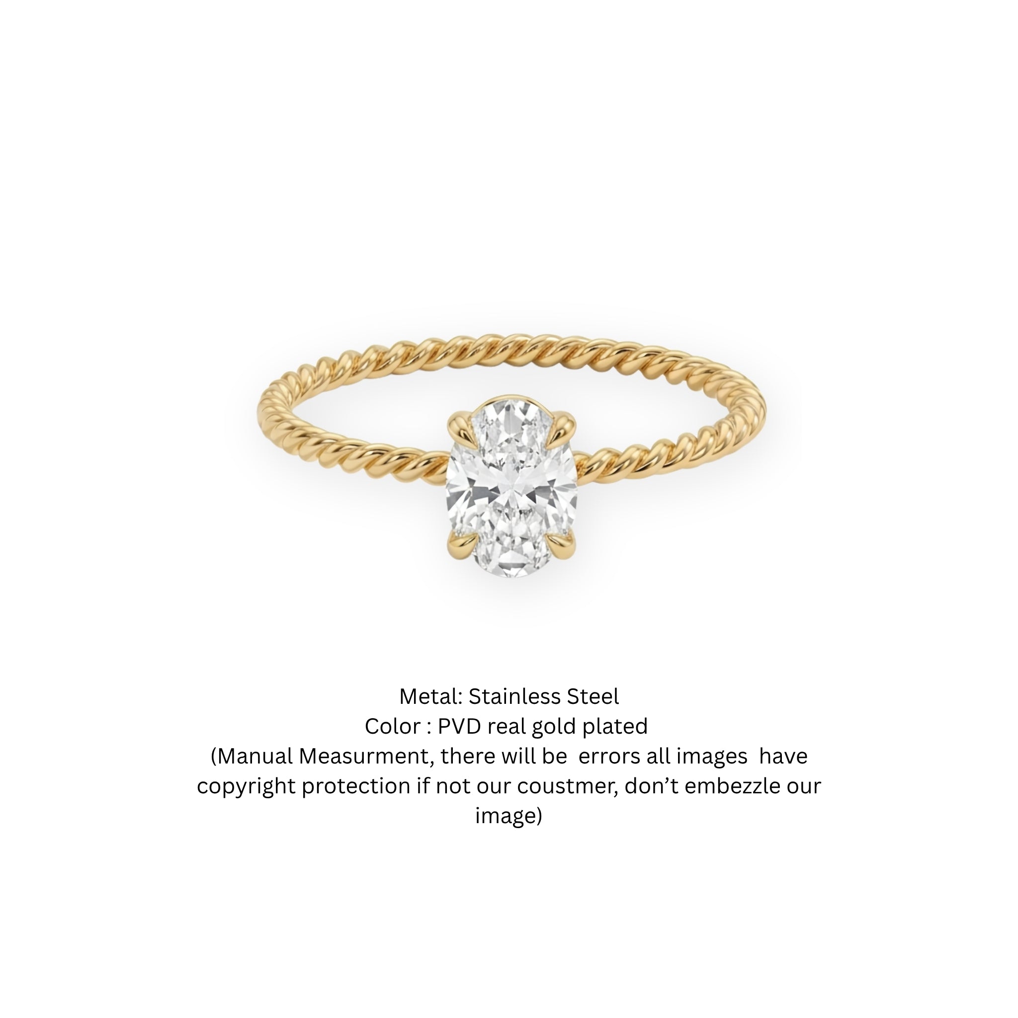 Twisted Rope Oval Solitaire Ring