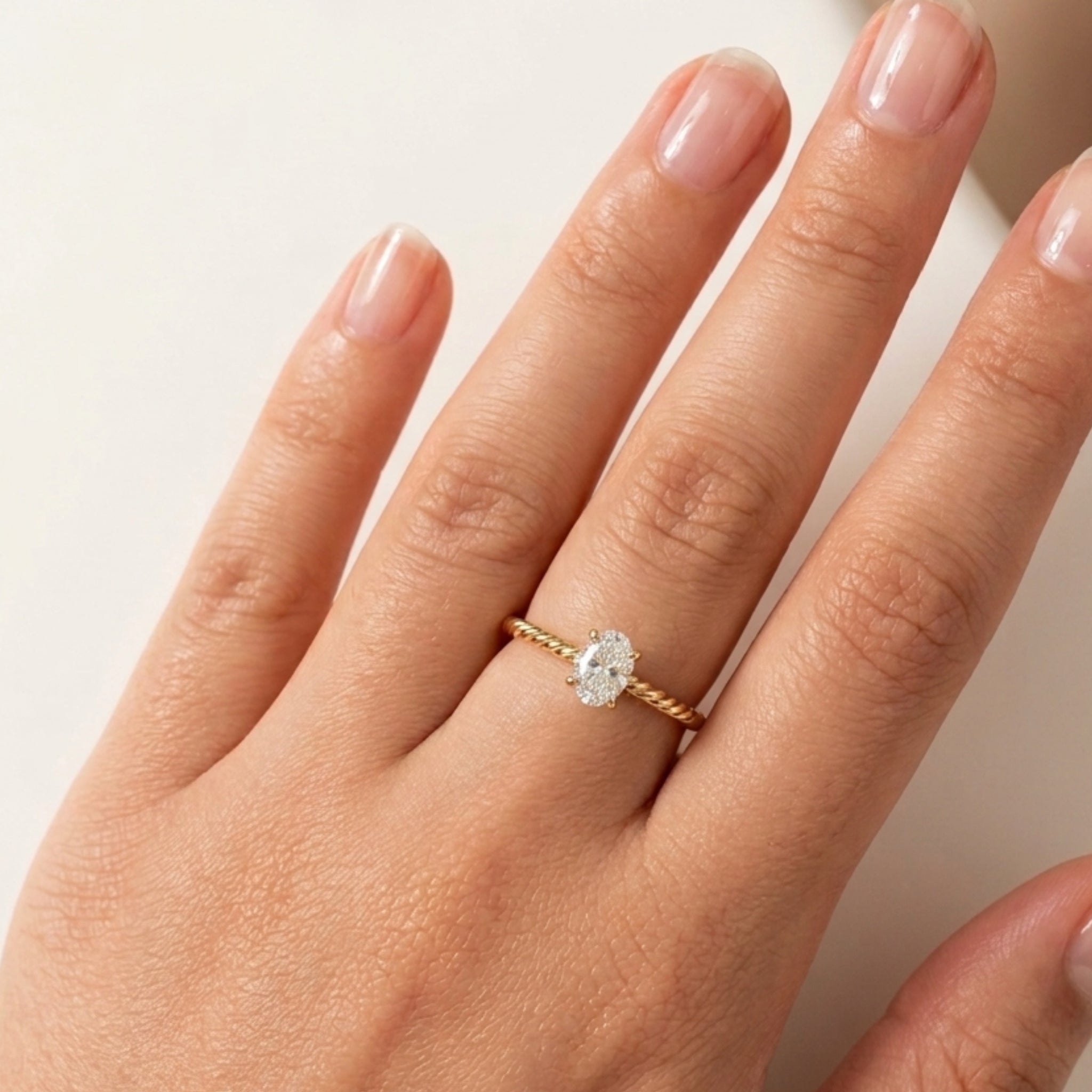 Twisted Rope Oval Solitaire Ring