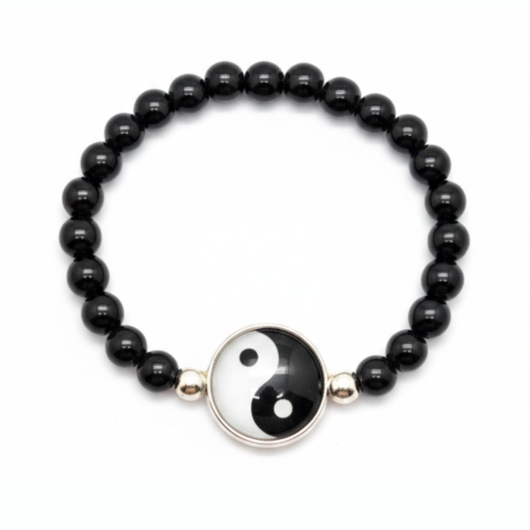 Yin Yang Harmony Black Obsidian Beaded Bracelet