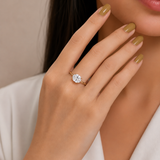 18K Gold Oval White Zirconia Adjustable Solitaire Ring