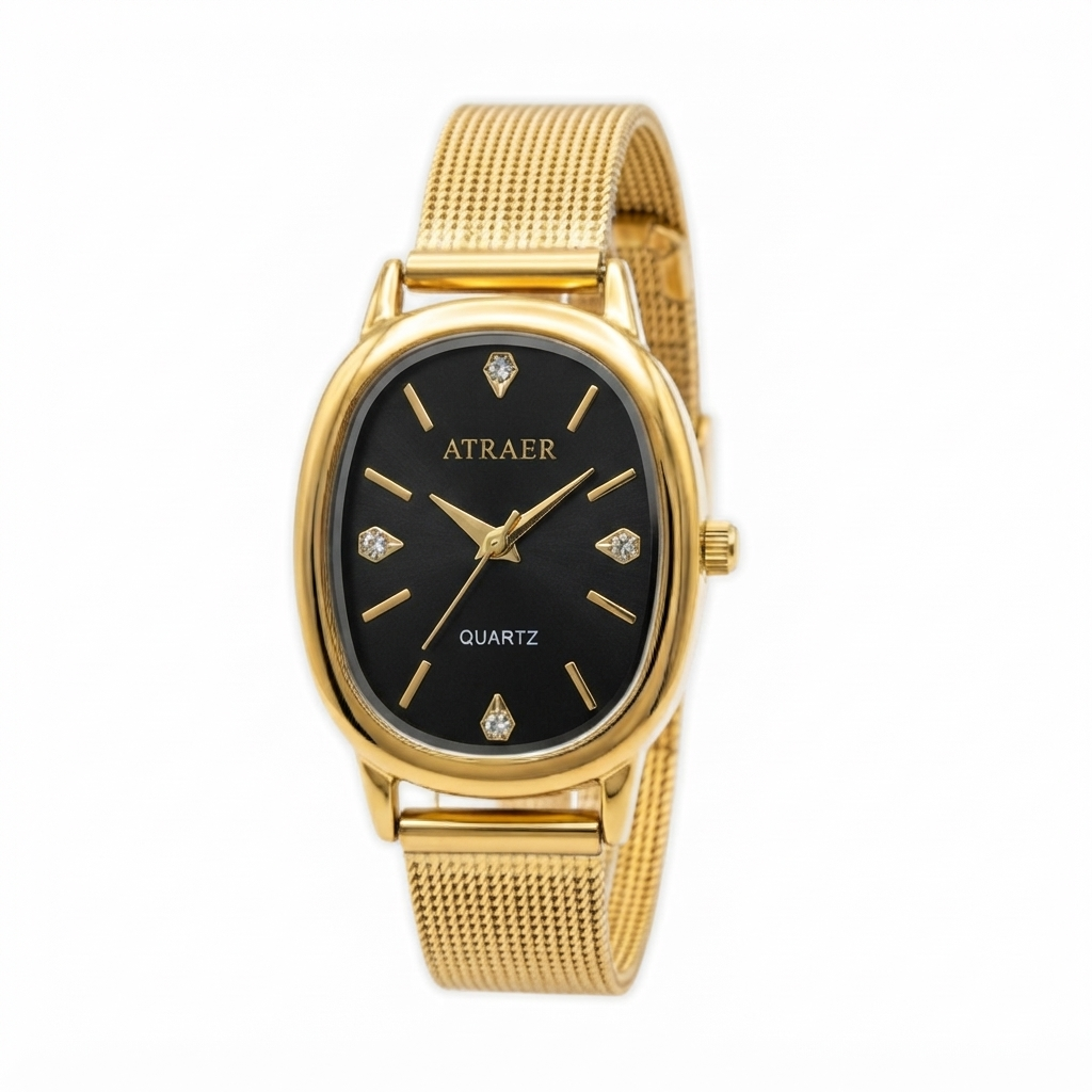 Elegance Square Gold-Plated Watch with White Dial & Crystal Accents | Anti-Tarnish Daily Wear Timepiece
