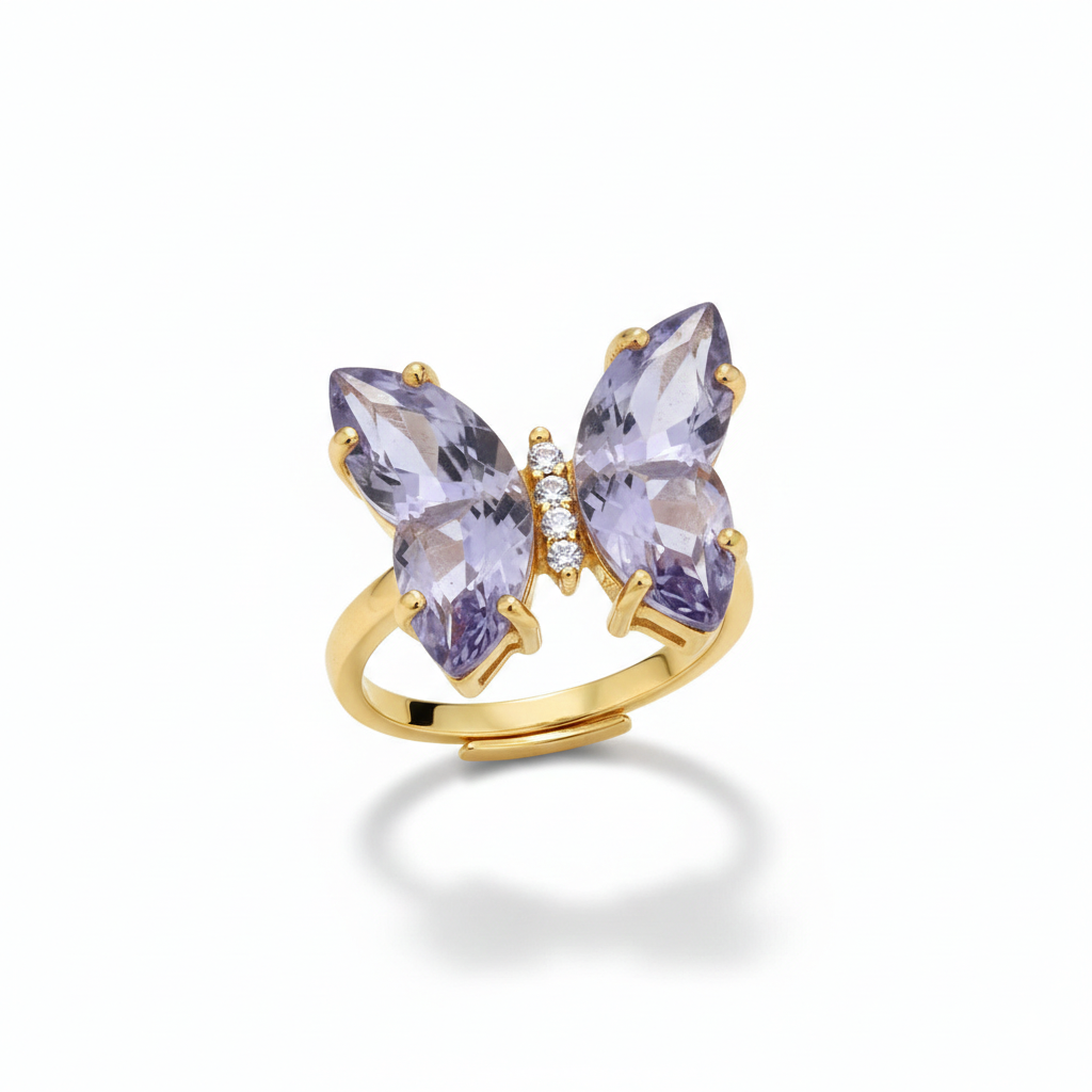 Crystal Butterfly Rings