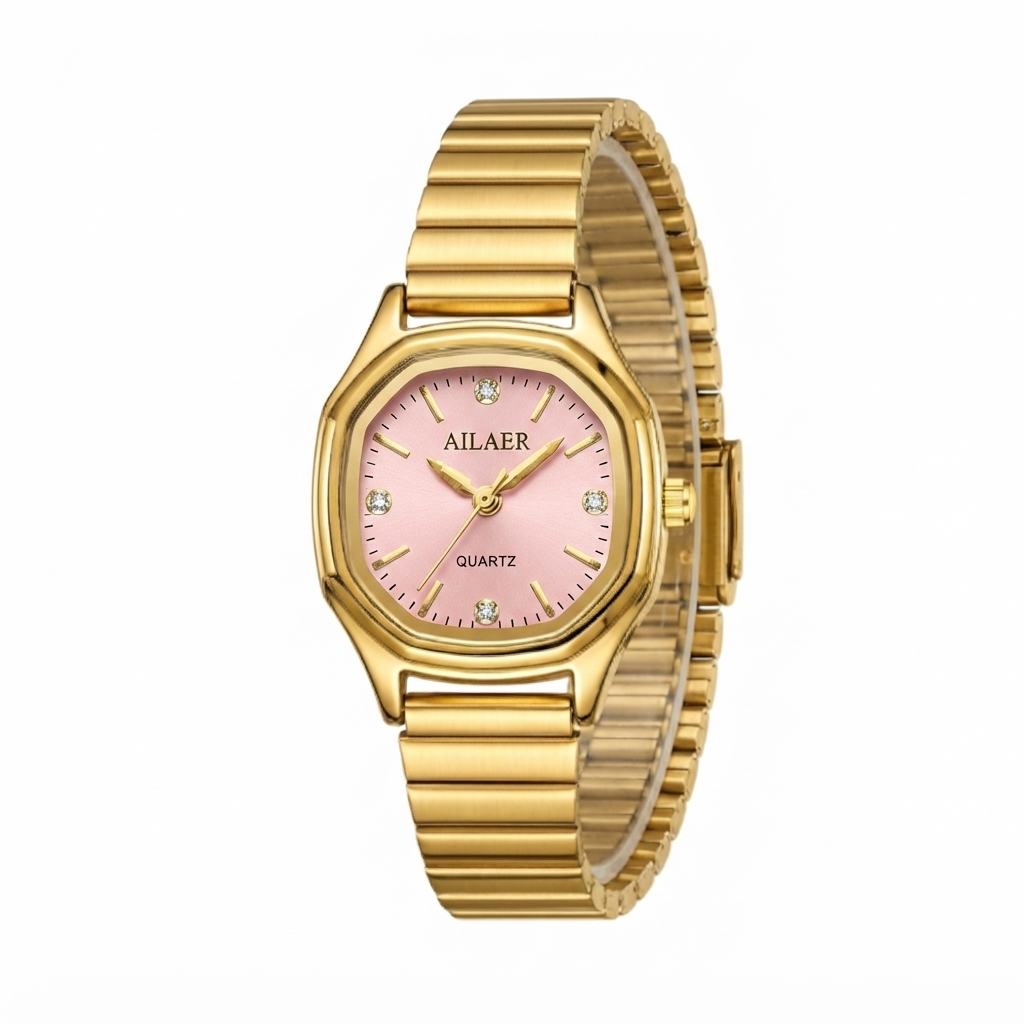 Annie Time Vintage Square Gold Watch for Women
