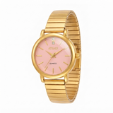 ATRAER Elegant Gold-Tone Quartz Women's Watch with Baby Pink Dial and Expansion Strap