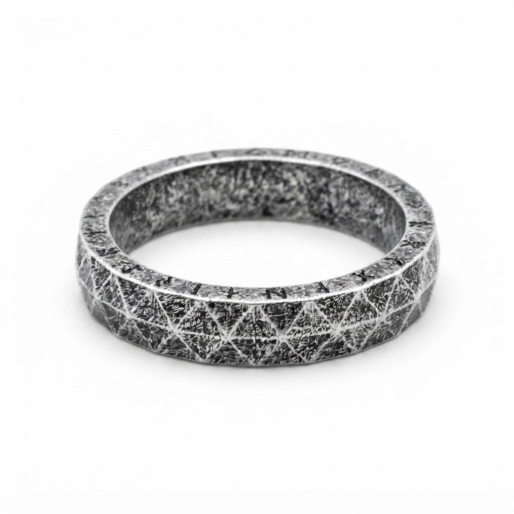 Ancient Runes Textured Band Ring
