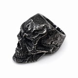 Rebellious Textured Skull Statement Ring