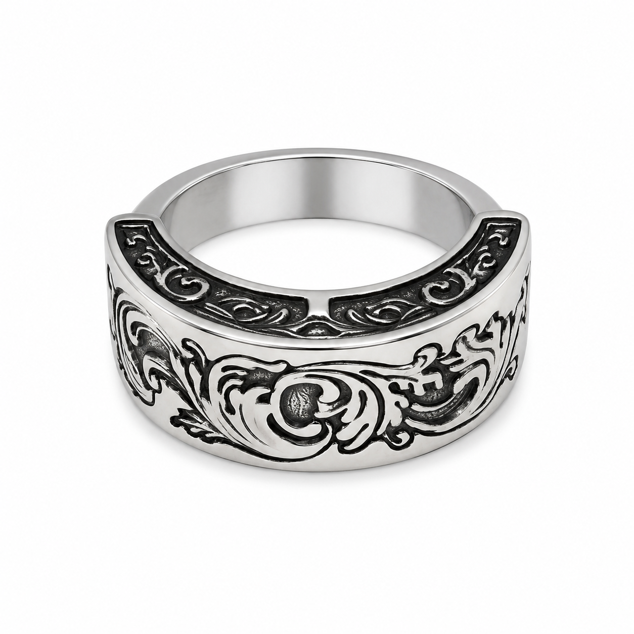 Baroque Filigree Scroll Ring in Antiqued Silver