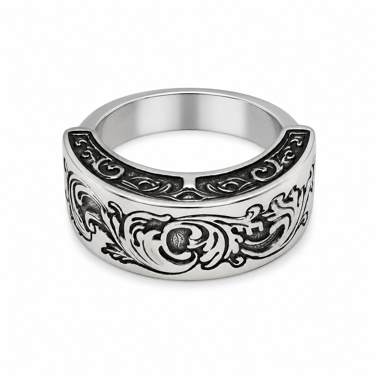 Baroque Filigree Scroll Ring in Antiqued Silver