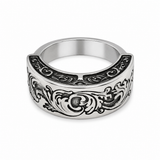Baroque Filigree Scroll Ring in Antiqued Silver