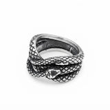 Men's Vintage Coiled Snake Wrap Band Ring in Antique Silver Finish