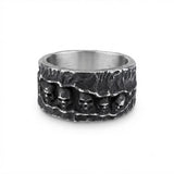 Men's Vintage Multi-Skull Band Ring in Antique Silver Finish