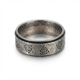 Men's Vintage Norse Valknut Symbol  Ring in Antique Silver Finish