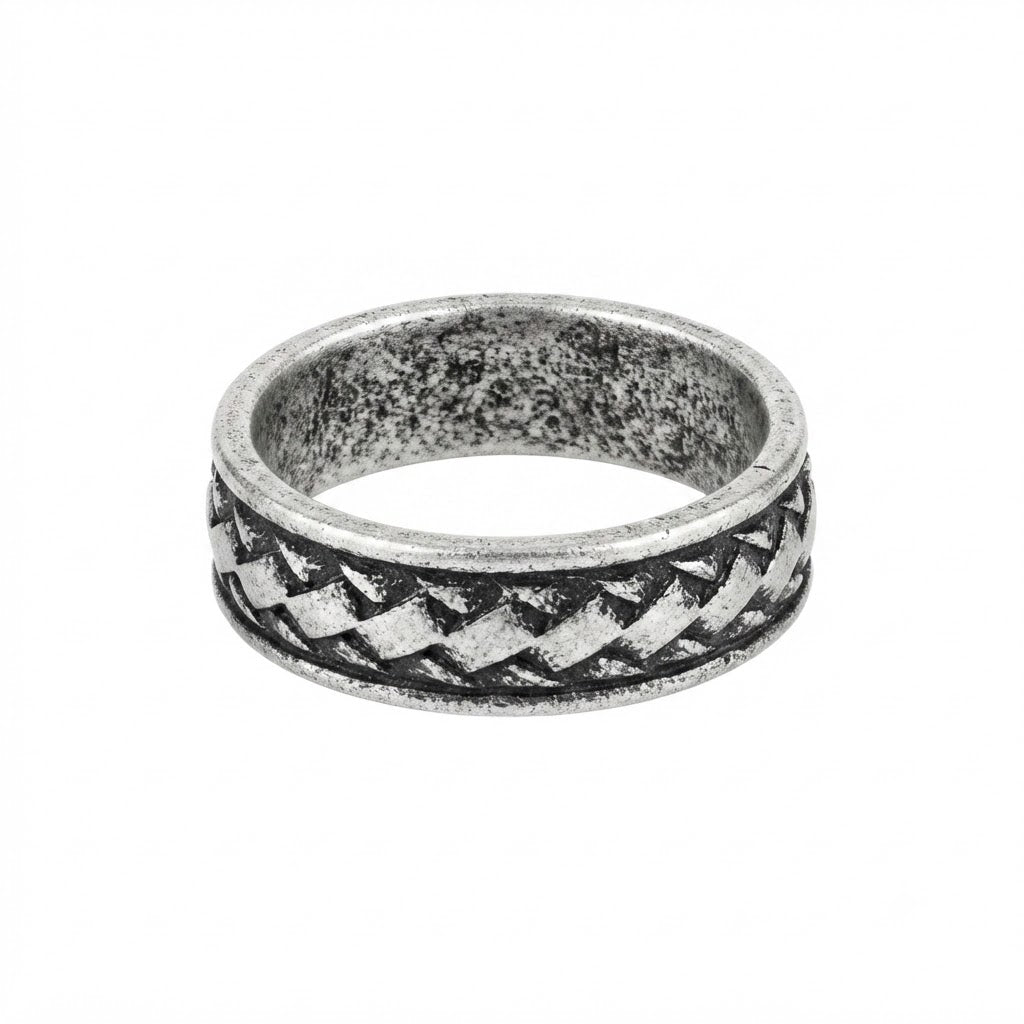 Men's Vintage Braided Band Ring in Antique Silver Finish