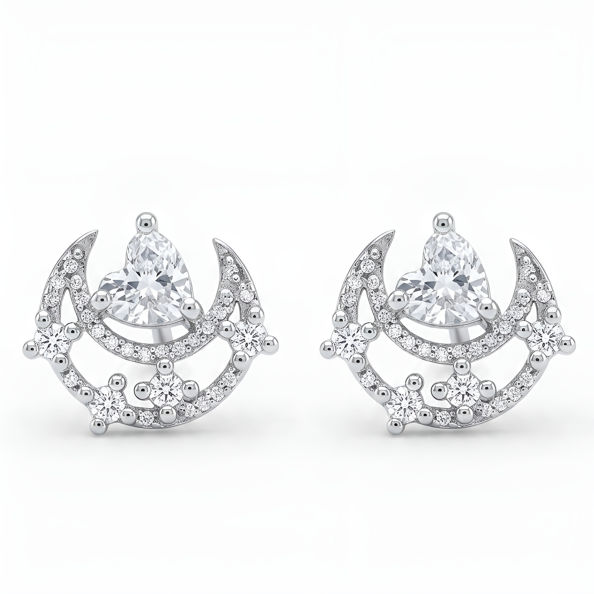 enchanted silver plated moon studs