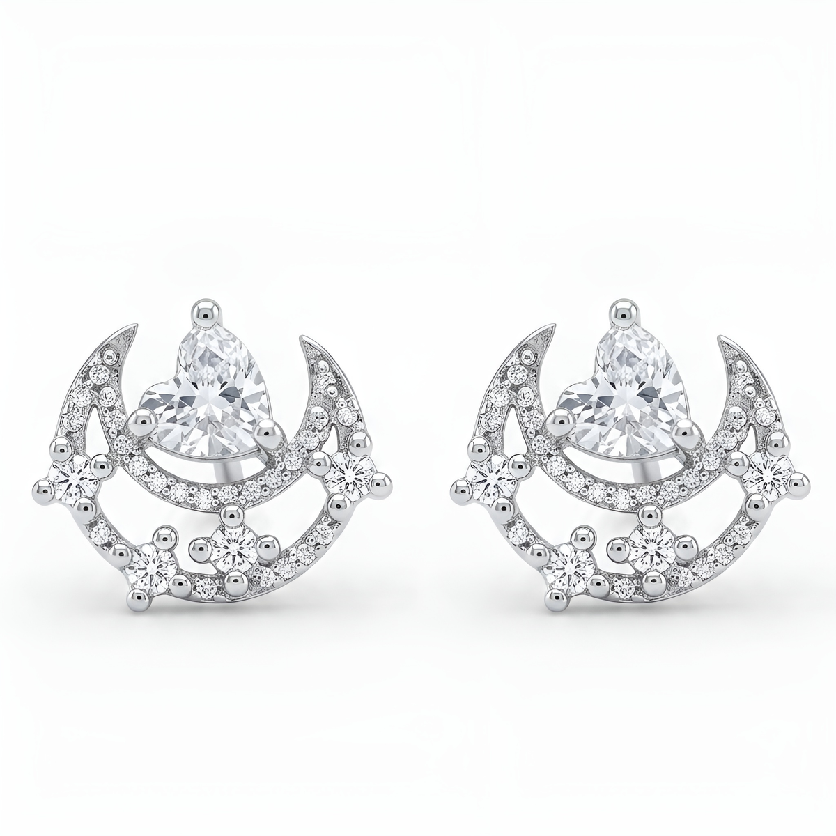 enchanted silver plated moon studs