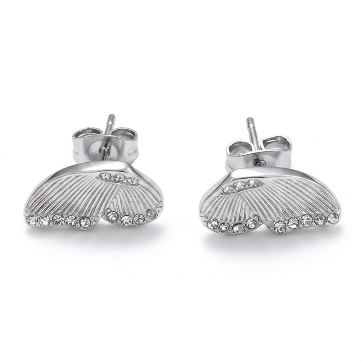 Jamie butterfly silver plated studs