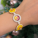 Traditional Meenakari Pearl Charm Bracelet