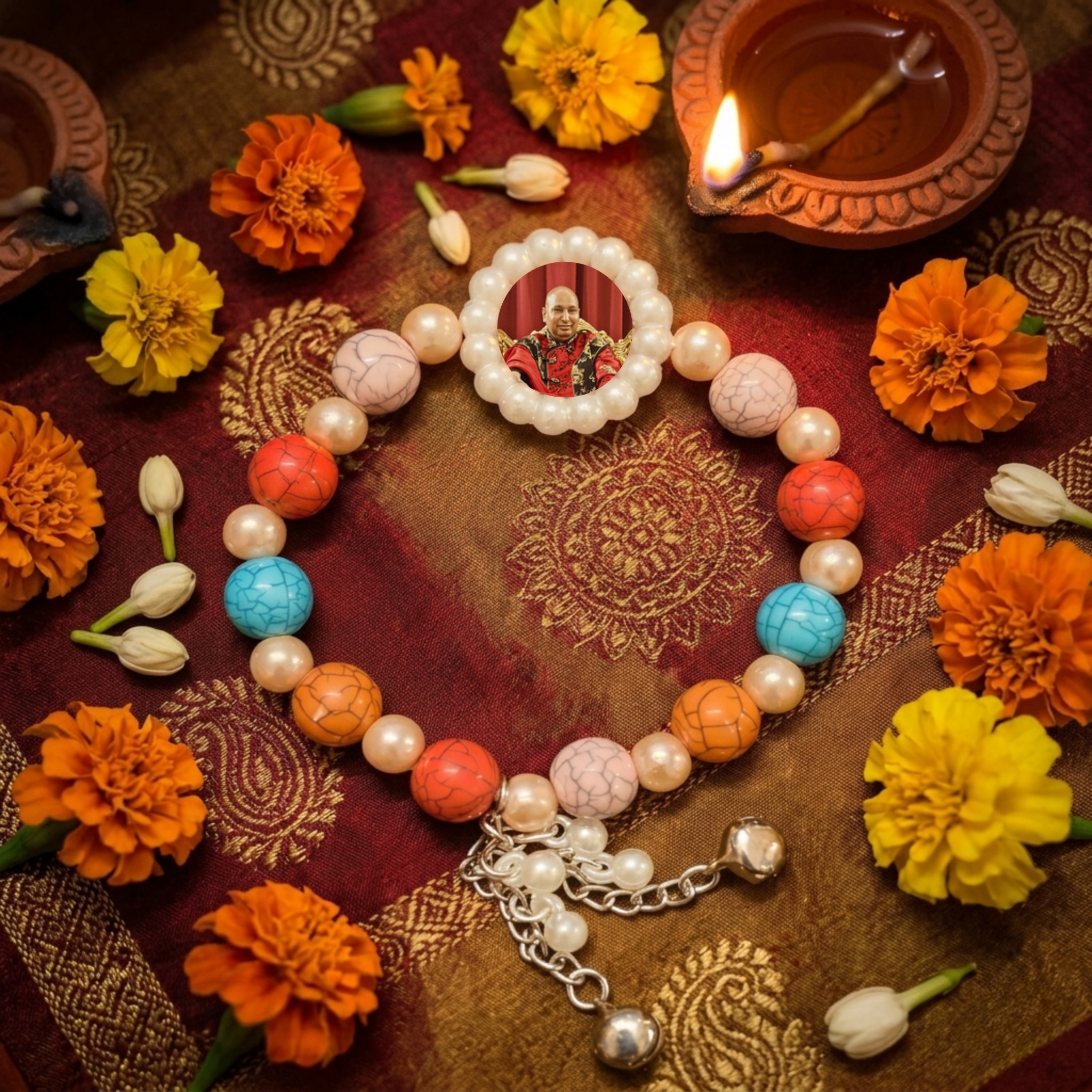 Divine Blessings Guru Ji Multicolor Chakra Bead & Pearl