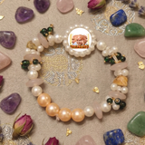 Divine Harmony: Multi-Tone Pearl & Gemstone Guru Ji Devotional Bracelet