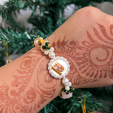 Divine Harmony: Multi-Tone Pearl & Gemstone Guru Ji Devotional Bracelet