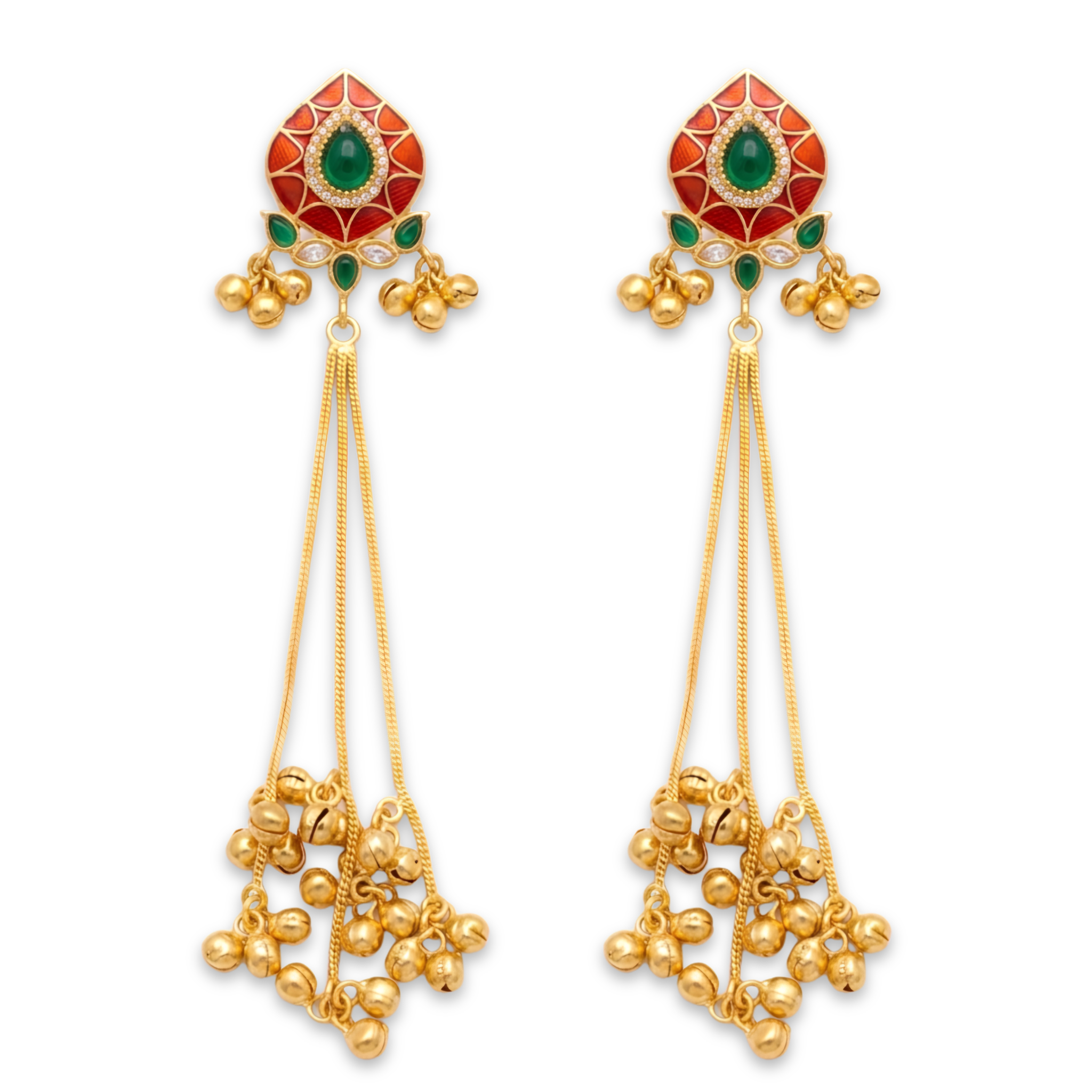 Artisan Gold-Plated Statement Earrings with Vibrant Enamel Accents