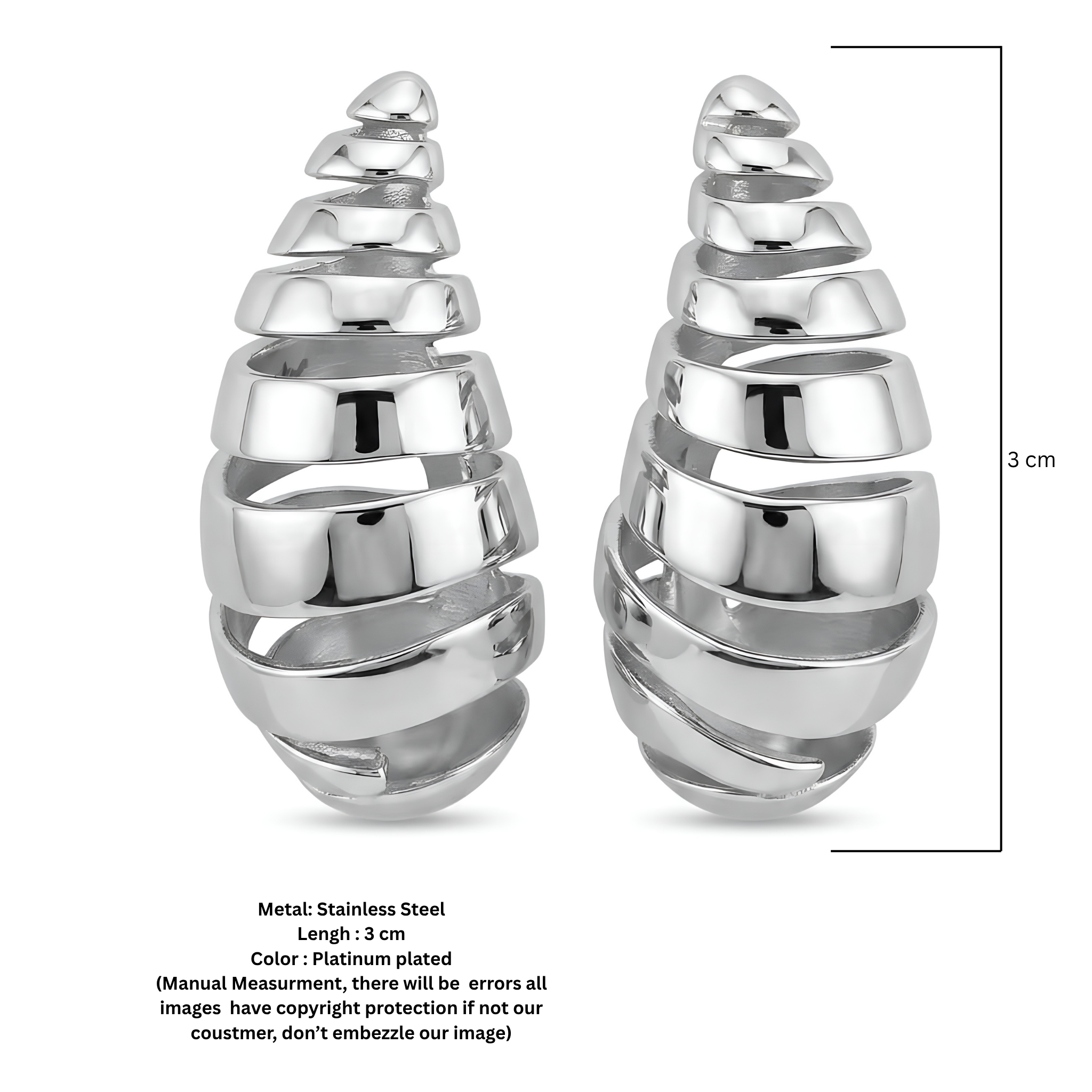 Spiral Silver Plated Teardrops