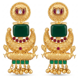 Chandbali Earrings with Royal Ruby Red & Emerald Green Stone Accents