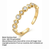 18K Gold Plated Alternating Round and Square Stone Open Ring