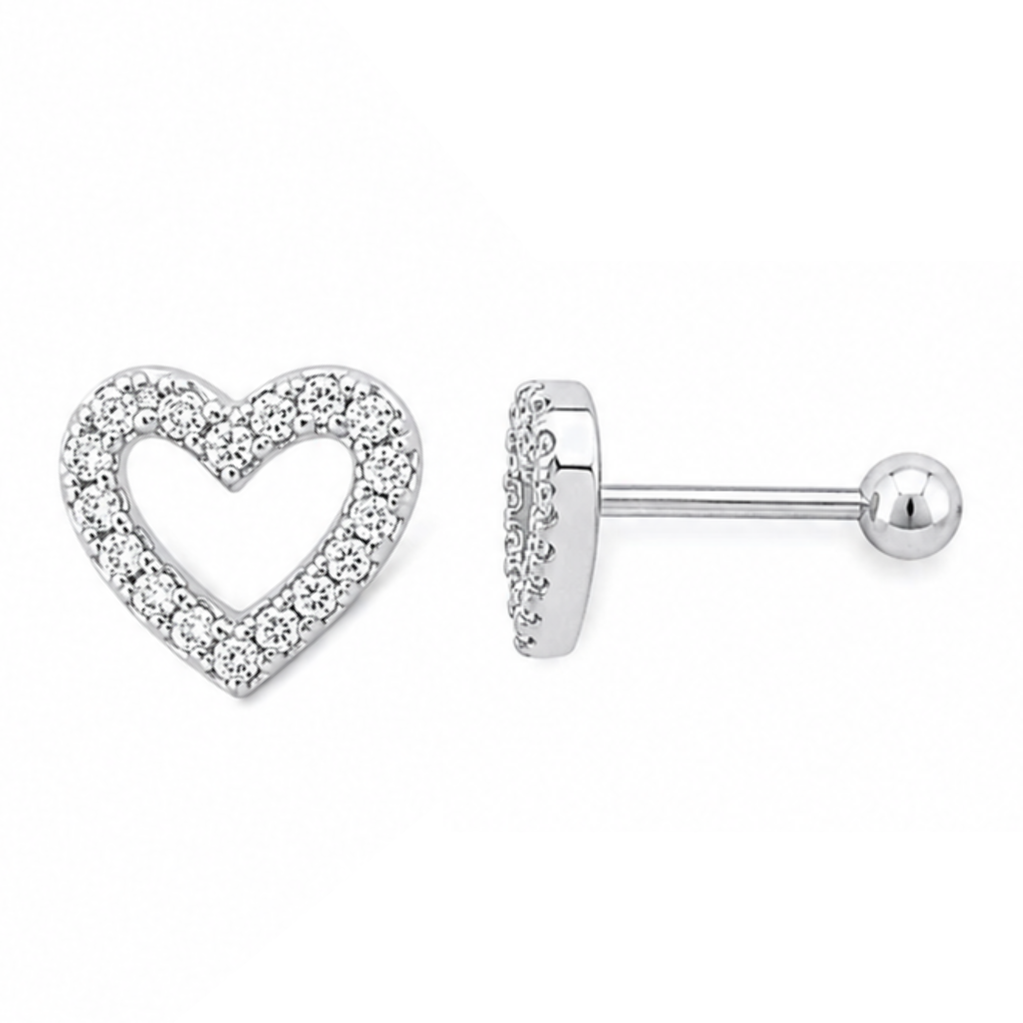 Heart shaped studs D487