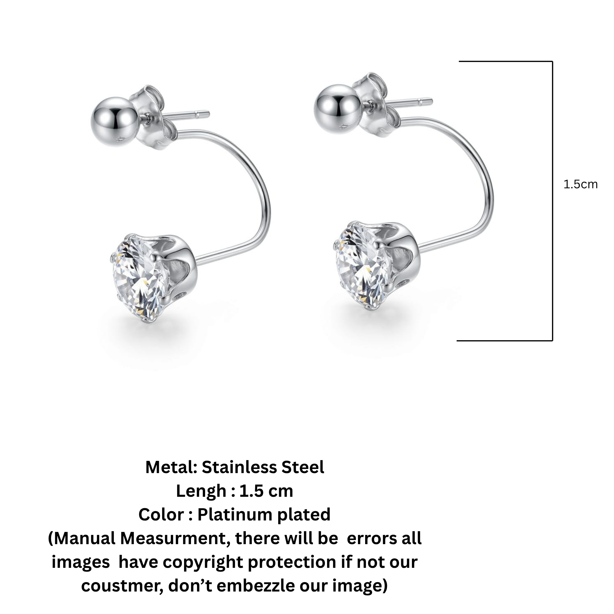 White zircon studs D573