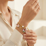 Aethel 18K Gold-Plated Pearl & Charming Motif Bracelet