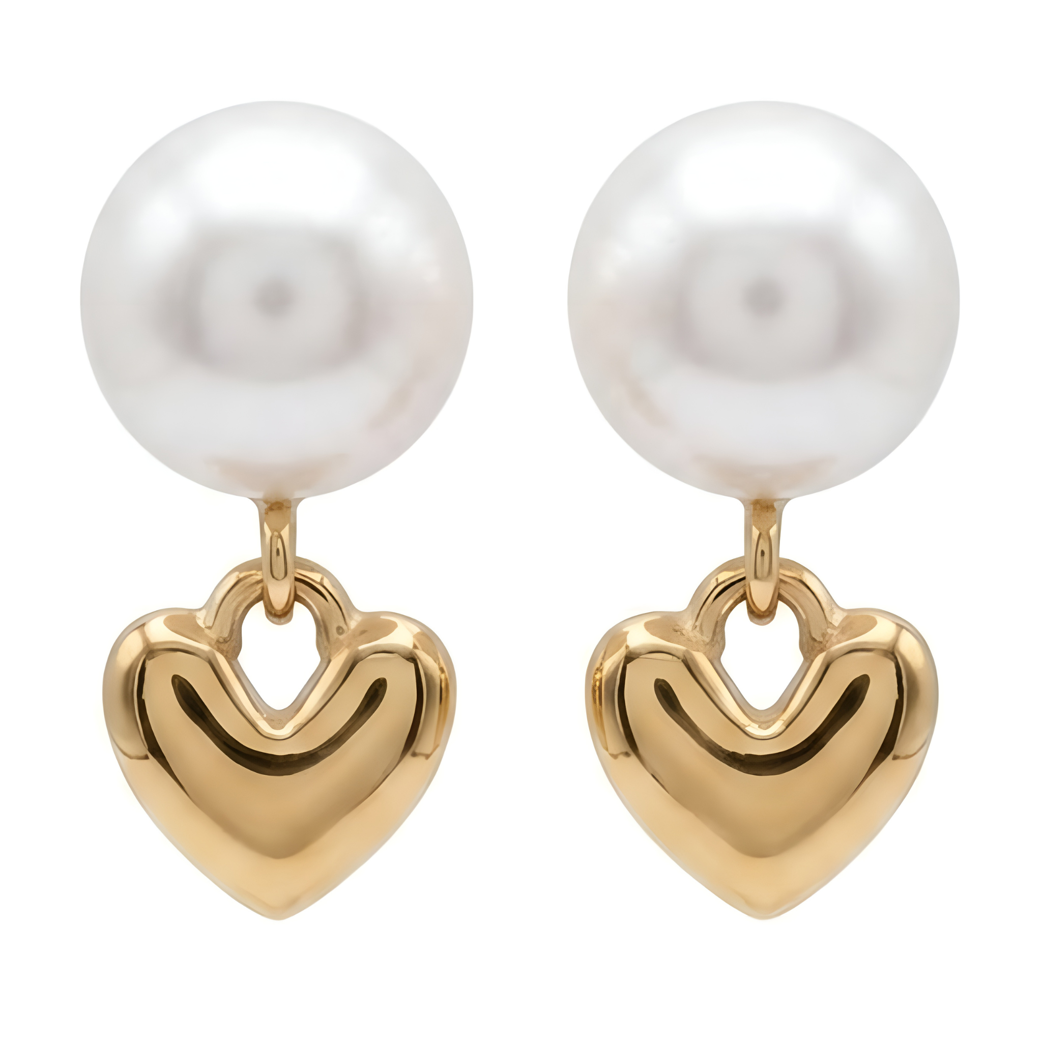 Pearl and Heart Drop Earrings D475