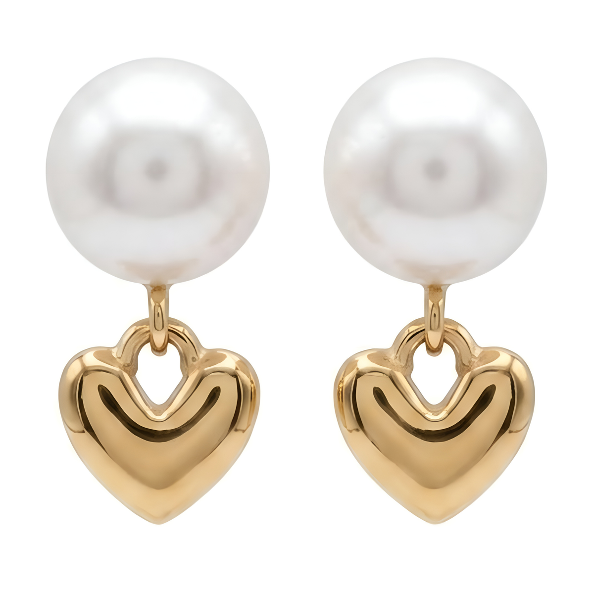 Pearl and Heart Drop Earrings D475