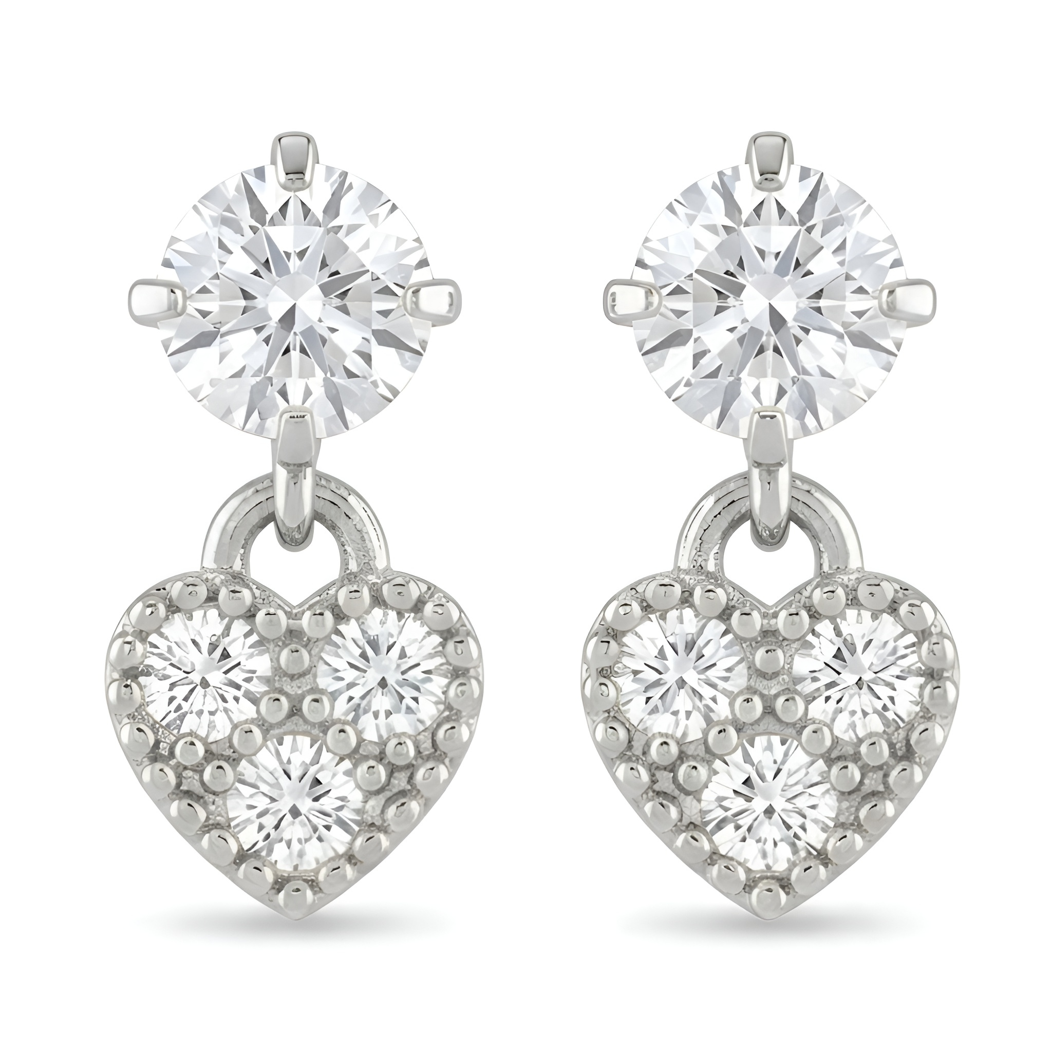 ZIRCON STUDED HEART EARINGS