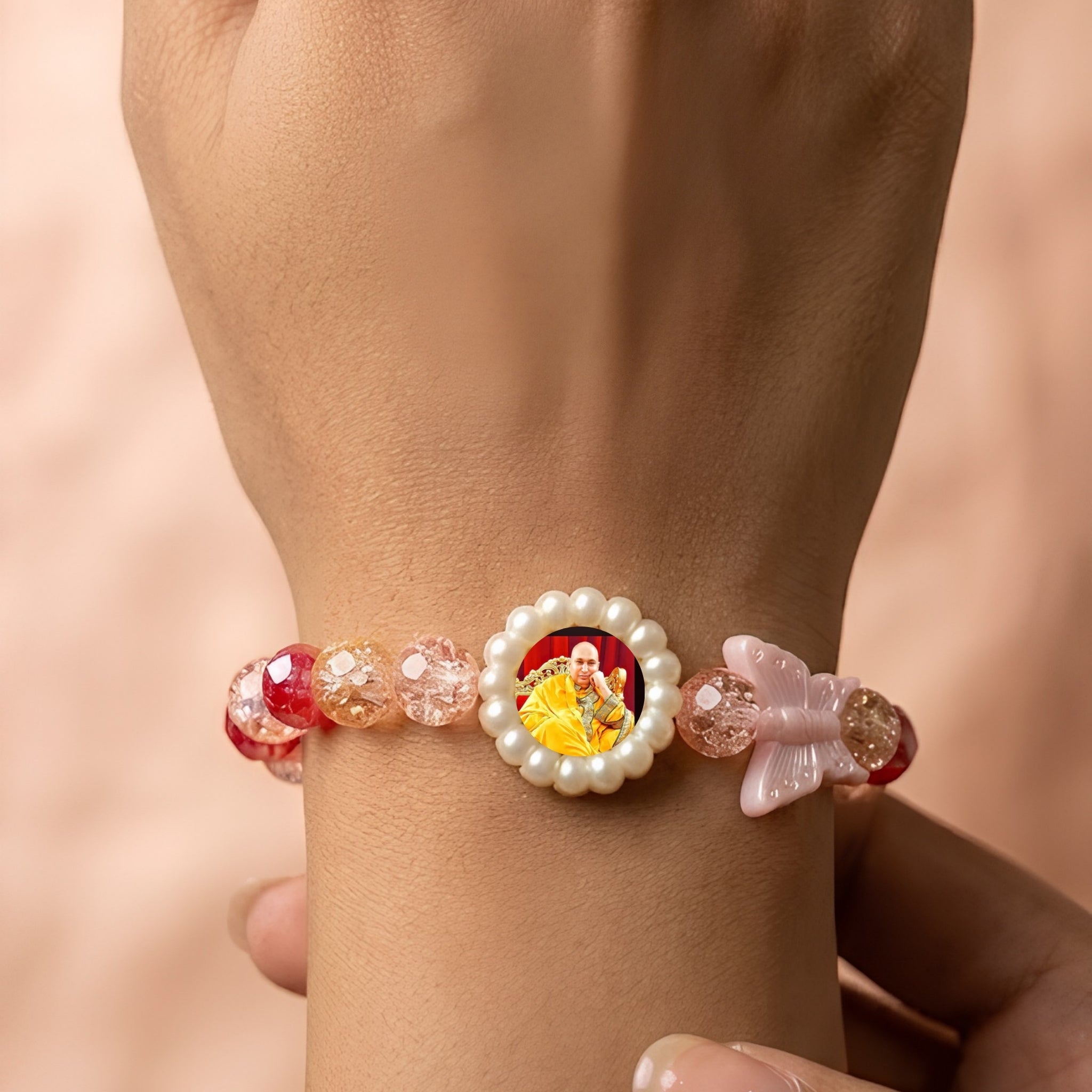 Aethel 18K Gold-Plated Personalized Spiritual Pearl & Crystal Bracelet