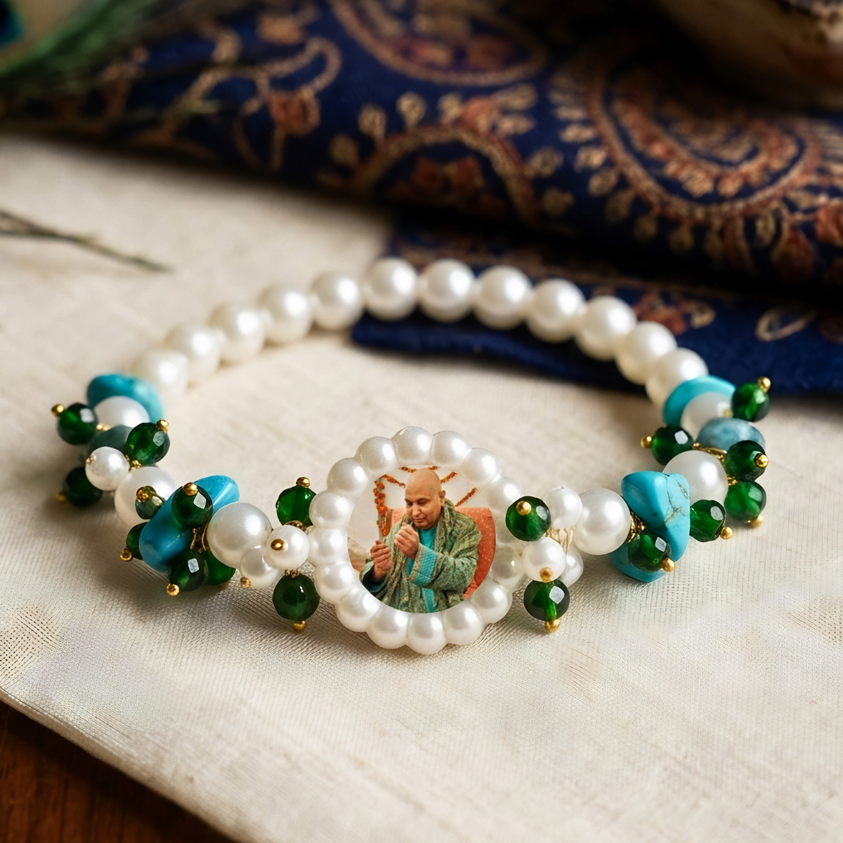 Sacred Harmony: Handcrafted Spiritual Pearl & Gemstone Bracelet