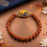 Divine Protection Shiva-Shakti Rudraksha Bracelet – Handcrafted with Gold-Plated Medallion