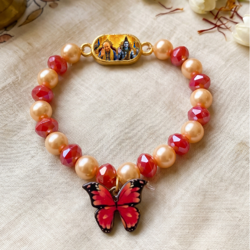 Divine Grace Pearl & Crystal Bracelet with Butterfly Charm