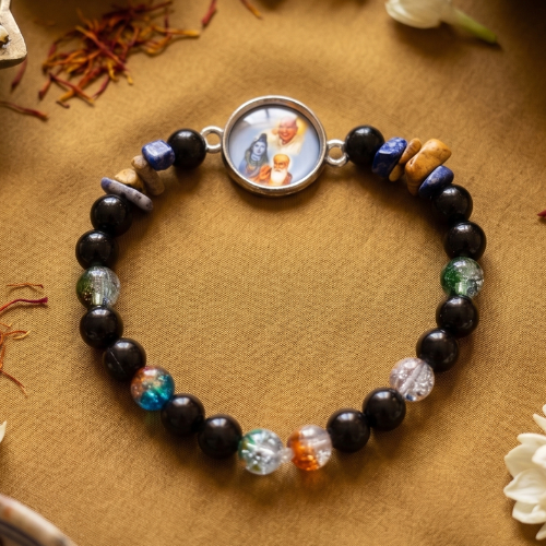 Tridev Sacred Medallion & Natural Gemstone Healing Bracelet
