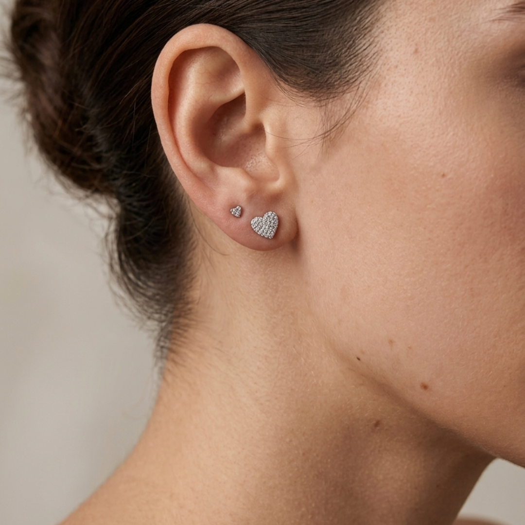 Petite Pave Heart Studs