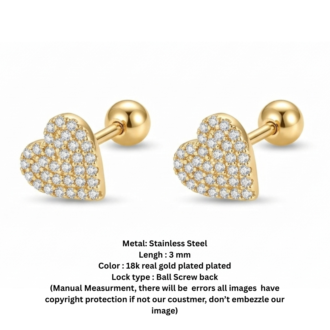 Heart shaped studs D562